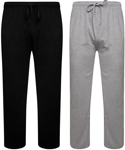 Sock Stack Mens Lounge Bottoms Pyjama Pants Jersey PJ Bottom For Men Organic Cotton Rich Pajama Trousers Pack Of 2 (Black/Grey, 3X Large)
