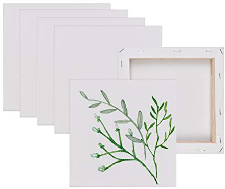 FOROREH 6 Stk. Leinwandrahmen 15x15 Cm, ​​Gemälde-Leinwandrahmen, Künstlertafelbilder für Ölgemälde und Acryl, säurefreie weiße Leinwand für Bastler und Künstler
