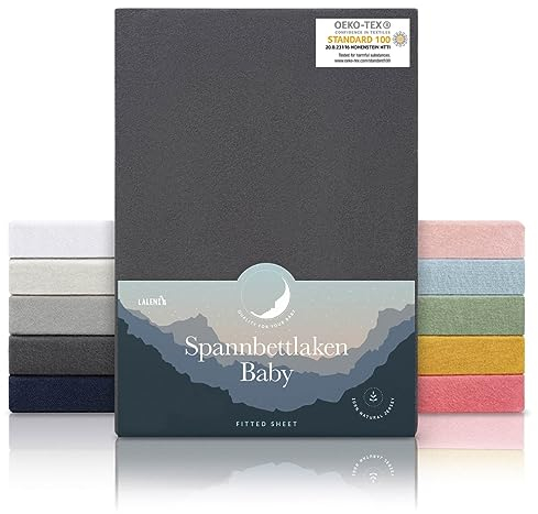 Laleni Jersey Spannbettlaken für 70x140 cm Babybett - Oeko-TEX zertifiziertes 100% Baumwolle Bettlaken in Anthrazit