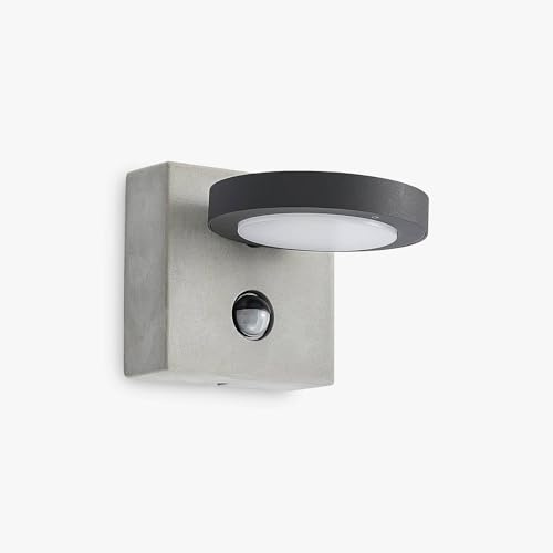 Outdoor Wall Light 'Belna' with Motion Detector (Modern) in Silver Made of Aluminium (1 Light Source,) from Lucande | Wall lamp for Exterior/Interior Walls, House, Terrace und Balcony