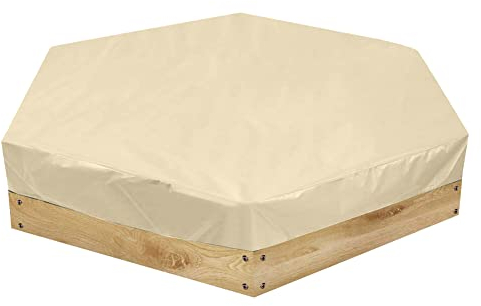 Gicov Sechseckige Sandkasten-Abdeckung, wasserdichte Sandkasten-Poolabdeckung mit Kordelzug, robuste Sandkasten-Schutzabdeckung, Sandkasten-Baldachin, Ersatz für Hinterhof, Garten, Außenbereich