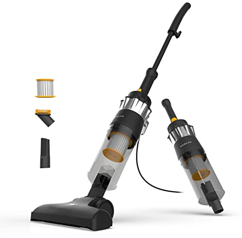 Newlux - Aspirador Escoba con Cable 2en1 V900, Vertical y de Mano, 800W, Depósito 2L, 16.5 Kpa, Triple Sist. Filtrado (F.HEPA) y Tecnología Ciclónica | 5m de Acción (Negro)