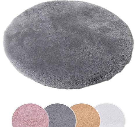 HEQUN Alfombra suave de piel sintética de conejo,alfombra de pelo corto,imitación de piel de conejo,imitación de piel de oveja sintética,alfombra de cama sintética o alfombrilla para silla(gris,90cm)