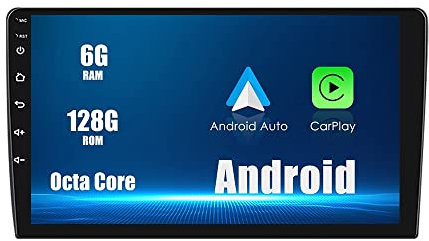 Universel CarPlay/Android Auto Autoradio Android FM/AM Radio Voiture Stéréo Navigation Pad Lecteur multimédia GPS 9 IPS Écran Tactile Display RDS DSP BT WiFi 2 Din Headunit Tablet Octa Core 6G+128G