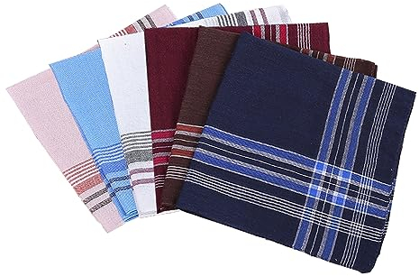 MEMOFYND 6er-Pack Herrentaschentücher, kariertes Taschentuch, Baumwoll-Herrentaschentuch-Set, Einstecktuch, saugfähiges Schweiß-Taschentuch für Hochzeit, Abschlussball, Party