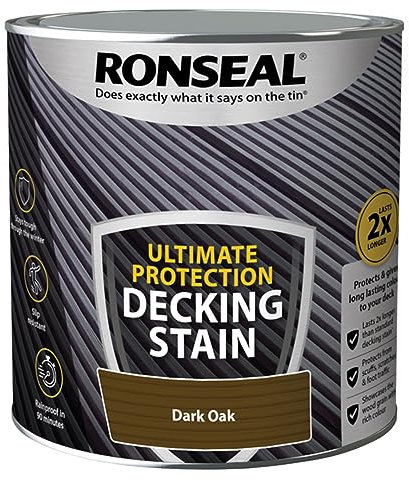 ARUUJ 2.5L Decking Stain Paint Ultimate Protection - Slip Resistant Rainproof, Suitable for Hardwood Softwood Exterior Wood - Protects from Scuffs and Scratches Stays Tough in Winter (Dark Oak)