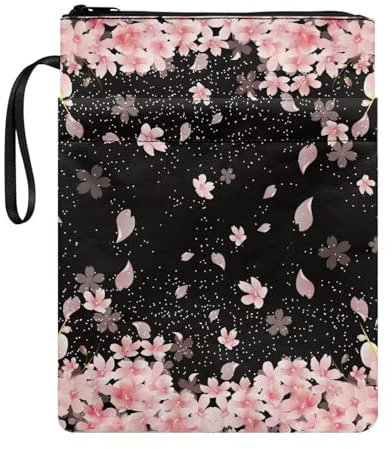 NETILGEN Flying Cherry Blossom Buchhülle für Taschenbuch, Lehrbuch, Dekoration, Buchhüllen für Buchliebhaber, waschbar, Buchtasche mit Reißverschluss für Teenager, Kinder, Erwachsene