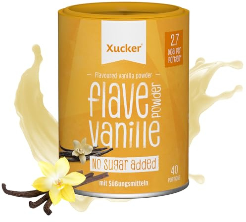 Xucker Flave Powder Vanille, zuckerfreies Geschmackspulver ohne Aspartam & Sucralose, ideal zum Aromatisieren von Speisen & Getränken, 120g