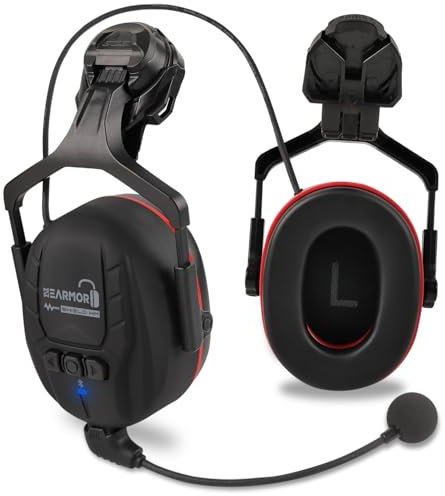 HEARMOR Bluetooth Hartschalen-Gehörschutz, SNR 32dB Lärmschutz, am Helm befestigter Gehörschutz für Mäharbeiten und lärmintensive Arbeiten