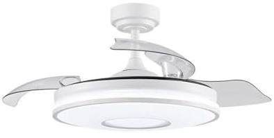 Ventilador DC 72W, 7200 lm, 3 aspas, 6 velocidades, 108 cm, 3000-4000-6000K, control remoto, memoria, temporizador, ideal para climatizar espacios.