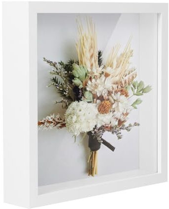 Tahbarshi 3D Shadow Box Frame, White Box Frame 8x8 Inch Deep Picture Frames Box Display Wooden for Crafts, Photos, Artworks, Bouquet, Memory Tickets