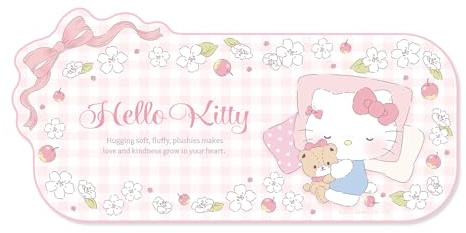 Kuitmor Kawaii anime musmatta Söt gamingmusmatta Halkfri vattentålig skrivbordsunderlägg för tangentbord Hållbar stor förlängd musmatta med rosettkant för kontor och gaming Hello Cat