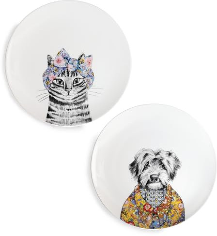 MIKASA x Tipperleyhill Side Plates, Set of 2 Cake Plates for Afternoon Tea, 21cm, Fine China, Alice in Wonderland Teaware, Dishwasher Safe & Gift Boxed