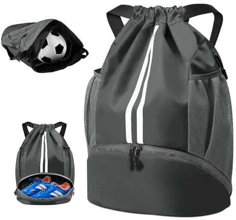 BROTOU Sacca Palestra da Calcio con Coulisse Regolabile, Impermeabile Sportiva con Scomparto per Uomo, Donna, Bambini, Ragazzi