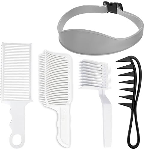HAOBIN 5 Stück Haarschneidekamm Barber Kamm Haarschneide Hilfe Friseur kamm Übergang Haare Schneiden Übergang Frisierhilfen,Friseurkämme,für professionelle oder selbstgemachte Frisur (Weiß)
