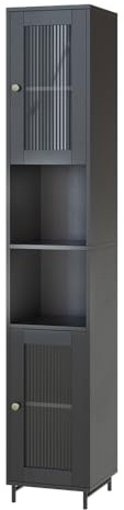 Vicco Badschrank Malte, Grau, 30 x 171.5 cm | zur Aufbewahrung von Badutensilien und kombinierbar mit Malte
