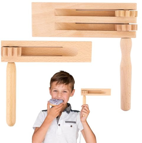 2 Piezas Carraca de Madera,Fila Simple Fila Doble Madera de Trinquete de Madera,Sonajero de Maderainstrumentos para Competiciones Deportivas,Actuaciones Musicales,Celebraciones