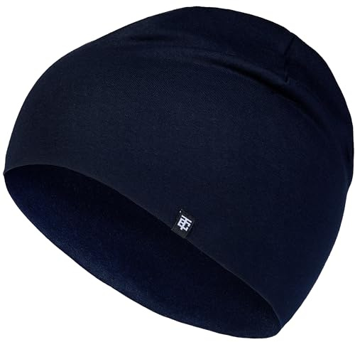 Enter the Complex Bonnet court – 95 % coton, respirant et élastique – Portable sous le casque de vélo, protection UV, indéformable – 2 tailles – pour le sport, le quotidien et les voyages, bleu marine