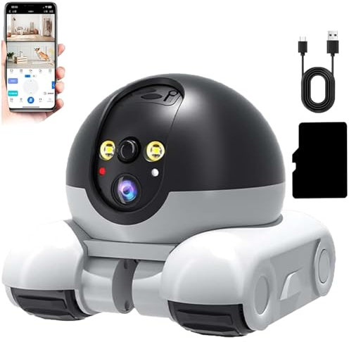 Patrol Buddy Robot Camera - on Wheels, Patrol Buddy Pet Camera, Indoor Security Camer Movable, App Remote Control, 2 Way Talk, HD Night Vision, for Elderly/Baby/Cats/Dogs (128G)