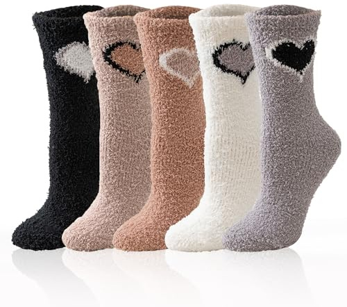 Hisonwel Calcetines fuzzy para las mujeres esponjosas invierno cálido suave acogedor microfibra peluche hogar calcetines para dormir