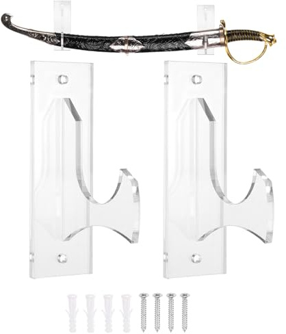 QUARKZMAN 2 Stk Schwert Halter Wandmontage Schwertständer Acryl Wand Klar | Schwert Display Halterung, mit Montagewerkzeugen, für Messer Kampfkunst Schwert Platzierung Display