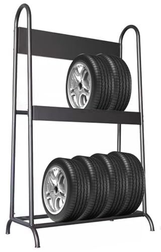Supporto per Pneumatici da Garage, Supporto per Pneumatici Nero/scaffalatura da Garage, Supporto per Pneumatici Regolabile/Porta Ruota di scorta, Altezza 67-69