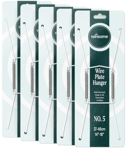 Lot de 5 cintres invisibles pour assiette murale | Supports décoratifs à suspendre au mur (blanc, pour assiette de 36 à 46 cm)