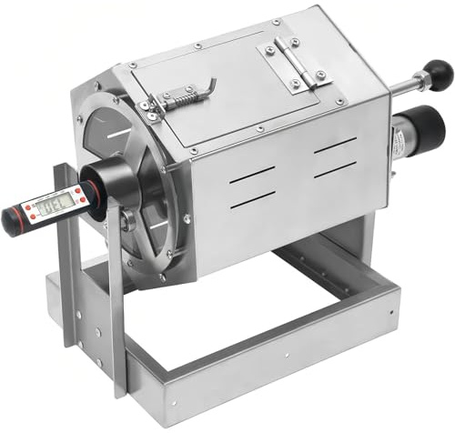 Electric Drum Coffee Roaster with Thermometer for Nuts and Grains, 5L Capacity