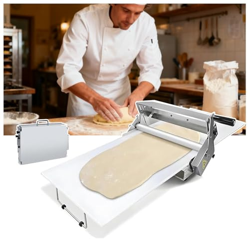 CNAOHGHN Commercial & Home Use Manual Foldable Dough Sheeter Machine, Compact Dough Sheeter with Sheeter Board, Stainless Steel, Adjustable Thickness 0-27mm, Making Fudge Crust, Pizza Dough