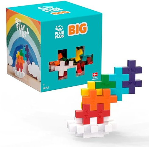 Plus-Plus BIG Arc-en-Ciel 100 pièces – Jeu créatif éducatif Enfants 1 an+ – Construction Amusante, activité ludique, Cadeau coloré