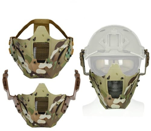 Airsoft Snabb Hjälm Halvmask Munmask, Taktiskt Utomhus Ansiktsskydd för Vuxna Män Kvinnor Rollspel CS-spel