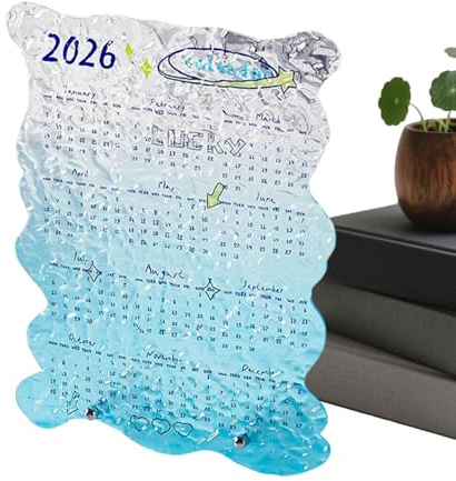 2026 kontorskalender, klar akrylkonstplanerare, 12 månader med månadskalender - skolorganisation, studie, heminredning, studentrum