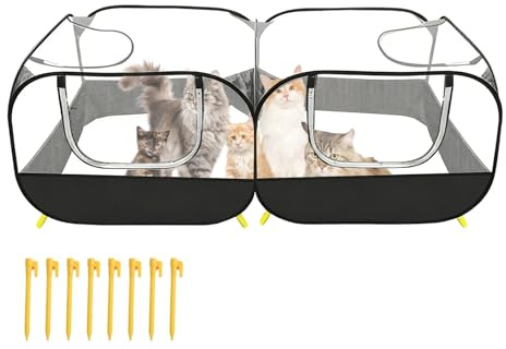 Animal Enclosure, Reversible & Removable Protective Function, Small Animal Enclosure, for Travel, Home & Free Range of Rodents and Cats