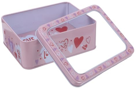 AMUSLESUR Scatola per Biscotti in Latta San con Coperchio, Contenitore Regalo in Metallo Romantico per Dolcetti e Caramelle, Scatola Decorativa Multifunzionale per Festa e Conservazione