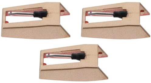 Homoyoyo Agujas para Tocadiscos de Vinilo de Aluminio y Rubí Dorado, Resistentes y Compatibles, Paquete de 3 Piezas para Fonógrafo Elegante