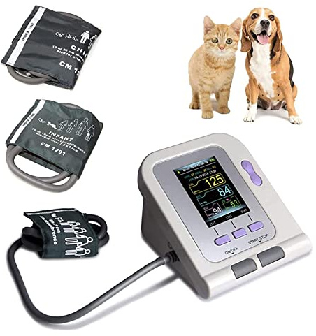 Monitor de presión arterial for mascotas, esfigmomanómetro veterinario digital con 3 modos y 3 puños for perros, gatos, cuidado de animales