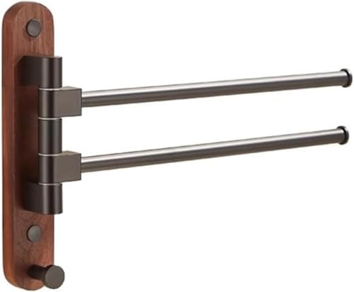 Handtuchhalter, Holz Schwenkbar Handtuchstange Selbstklebend Handtuchhalter mit 2 bis 5 klappbaren Armen für Bad oder Küche, platzsparende Organisation (1)