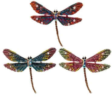 Spilla Libellula Gioiello 3 Pezzi in Lega, Design Elegante | Look Luminoso, Chiusura Robusta, Si Fissa su Qualsiasi Tessuto, Adatta per Donne e Ragazze