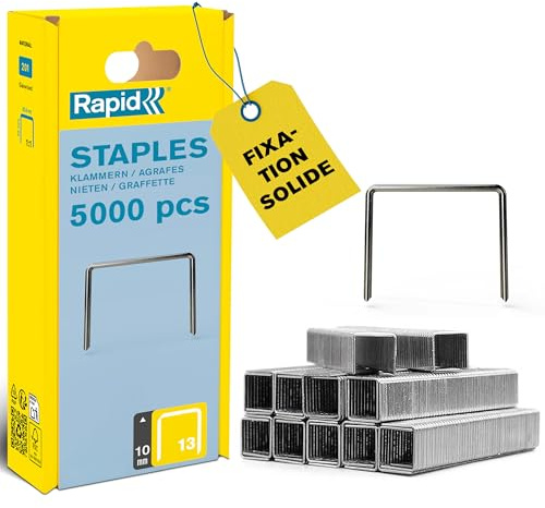 Rapid Tackerklammern Typ 13, 10 mm, 5.000 Stk. Feindrahtklammern | Galvanisierter Qualitätsstahl; präziser Anschnitt; kompatibel mit Typ 13 Tackern; für Holz, Stoffe und Leinwände; 10 mm Länge