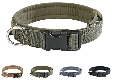 Excellent Elite Spanker Militär Nylon Klein Welpe Hundehalsband Verstellbar | Taktisches Haustierhalsband mit Polsterung Schnellverschluss & leicht für kleine und mittelgroße Rassen mit Aufnähern