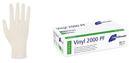 Meditrade Vinylhandschuh Einmalhandschuh Untersuchungshandschuh Vinyl 2000 PF, M, 100 Stück