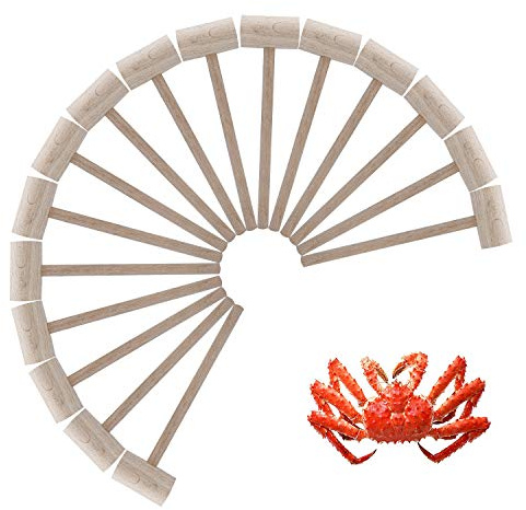 16Pcs Wooden Crab or Lobster Mallets, Nature Hardwood Hammers