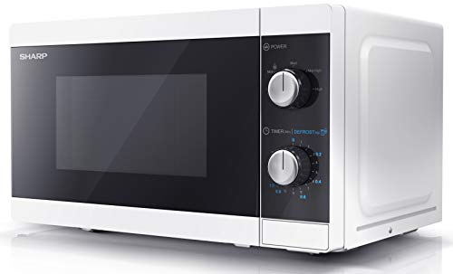 SHARP YC-MS01U-W Compact 20 Litre 800W Manual control Microwave, 5 power levels, defrost function, LED cavity light - White
