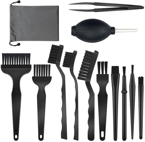 13Stk ESD-sicheres Antistatik Bürste Tastaturbürsten PC-Reinigungswerkzeug-Set mit Pinzette, Luftgebläse und Aufbewahrungstasche für PC-Telefon Tabletten-PCB BGA-Kameras Drucker-Reparaturarbeiten
