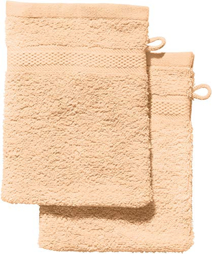 REDBEST Waschhandschuh 2er-Pack Chicago apricot Größe 15x21 cm - saugstark, strapazierfähig, ideal für Reisen, Sport (weitere Farben)