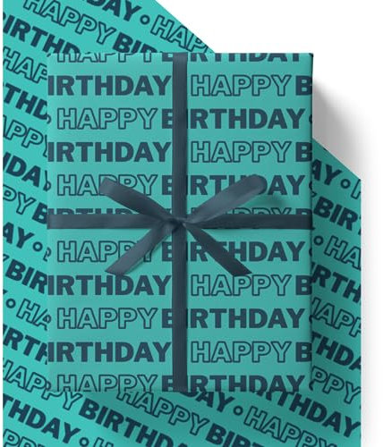 4 x Birthday Wrapping Paper for Men - HUGE 43% BIGGER [84cm x 60cm] Premium Eco Gift Wrap for dad, husband, brother, son, boys, friend or anyone (4 Sheets & 4 Tags)