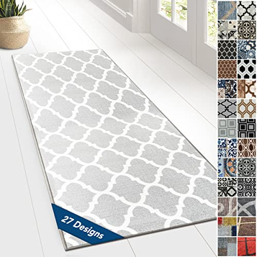 Gångmatta med mönster – måttanpassad flatvävd matta, löpare för kök, hall och vardagsrum – ornament vintage orientaliskt rutnät (80 x 500 cm, Navan)