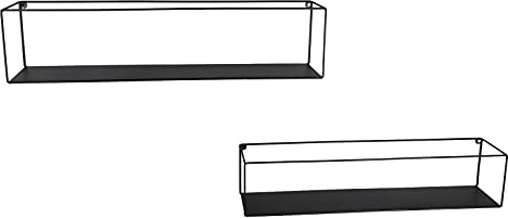 Industriedesign Wandregal 2er Set TINKA aus Metall in Schwarz 60cm & 65cm breit