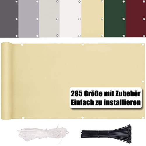 Protección visual para balcón, sin necesidad de taladrar, protección contra el viento y los rayos UV, 260 g/m², con accesorios de montaje, 100 % poliéster, revestimiento de balcón, para balcones,