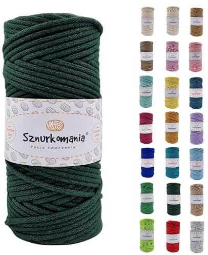 Sznurkomania, Baumwollkordel 3mm 100m, 46 Farben, Häkelkordel, Geflochten Baumwollkordel 3mm, Makramee Kordel, Makramee Garn, Premium Garn, Makramee Seil (Flaschengrün)